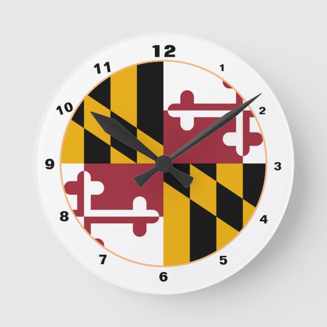 Horloge Ronde Drapeau du Maryland & mode /design USA (Recto)