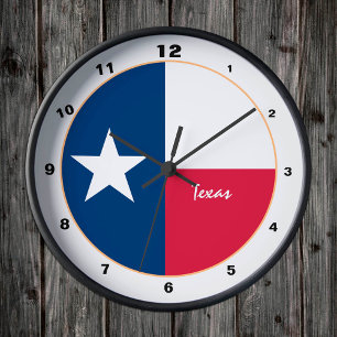 Horloge Ronde Drapeau du Texas et mode/design Texas USA