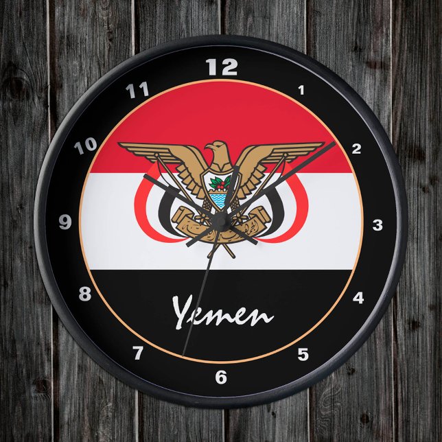 Horloge Ronde Drapeau du Yémen, Yémen patriotique Accueil / desi (Créateur téléchargé)