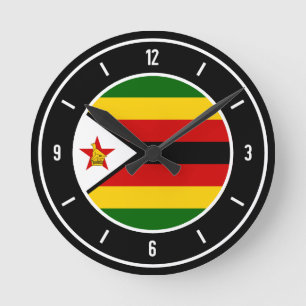 Horloge Ronde Drapeau du Zimbabwe Élégant