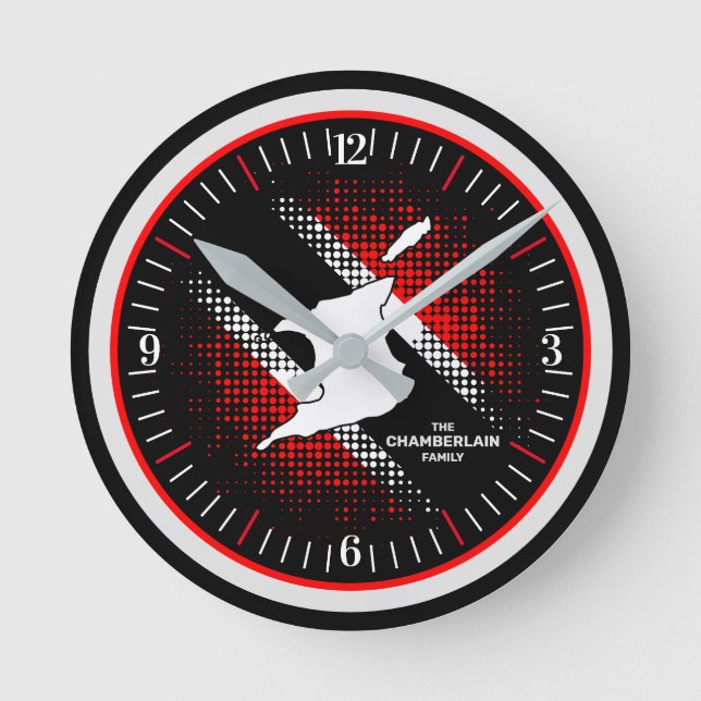 Horloge Ronde Drapeau et carte de Trinité-et-Tobago (Recto)
