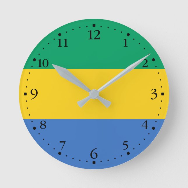 Horloge Ronde Drapeau Gabon (Recto)