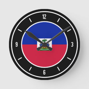 Horloge Ronde Drapeau Haïti élégant