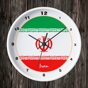 Horloge Ronde Drapeau iranien moderne et décoration / design ira