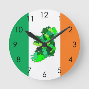 Horloge Ronde Drapeau irlandais et irlandais