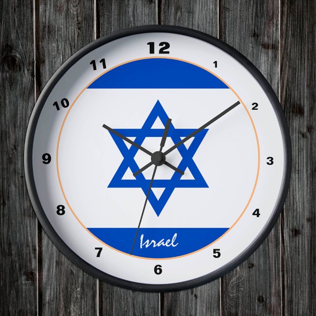 Horloge Ronde Drapeau Israël, Israël patriotique Maison / design (Créateur téléchargé)