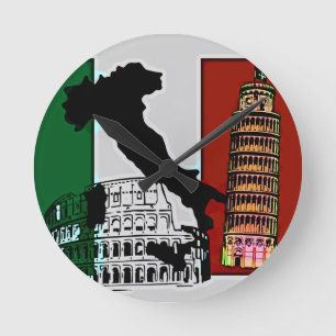 Horloge Ronde Drapeau italien