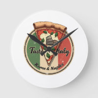 Drapeau italien avec Vintage Rome & Naples Pizza