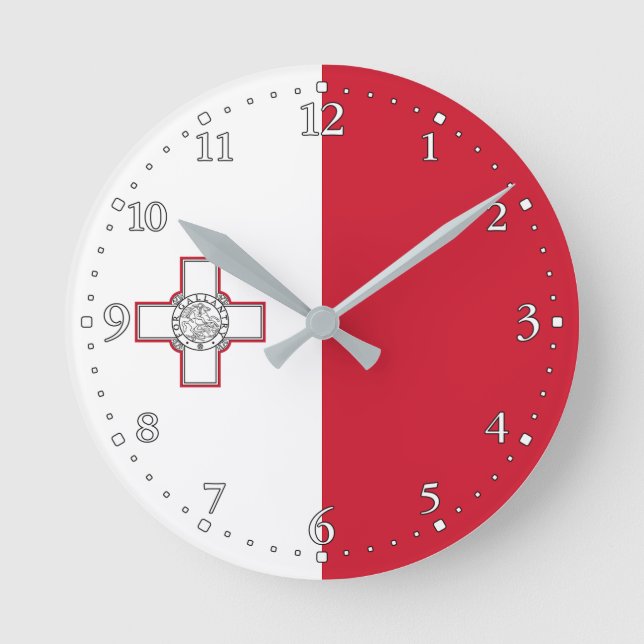 Horloge Ronde Drapeau Malte (Recto)