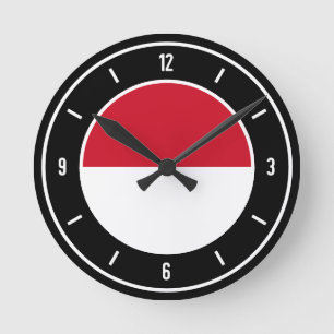 Horloge Ronde Drapeau Monaco élégant
