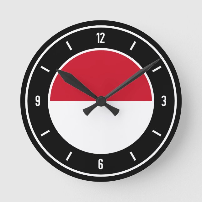 Horloge Ronde Drapeau Monaco élégant (Recto)