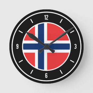 Horloge Ronde Drapeau norvégien élégant