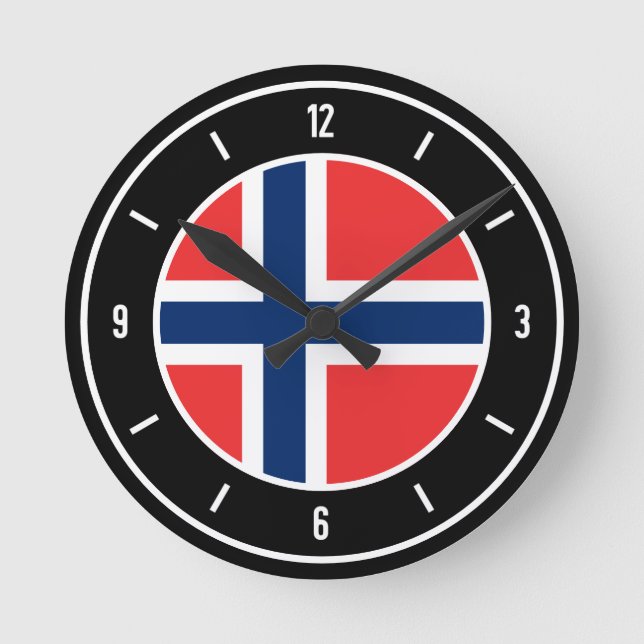 Horloge Ronde Drapeau norvégien élégant (Recto)