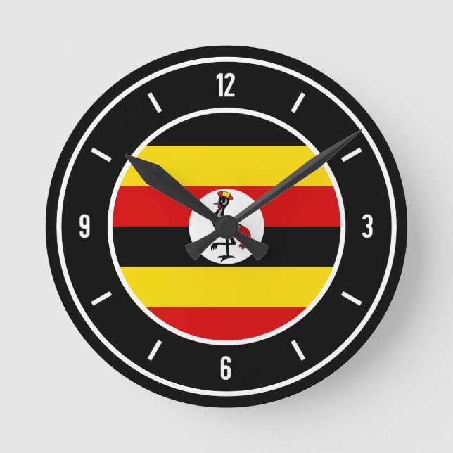 Horloge Ronde Drapeau ougandais élégant (Recto)