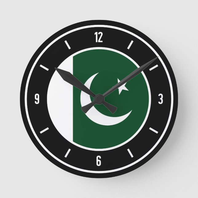 Horloge Ronde Drapeau pakistanais élégant (Recto)