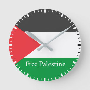 Horloge Ronde Drapeau palestinien Libérez la Palestine Round C P