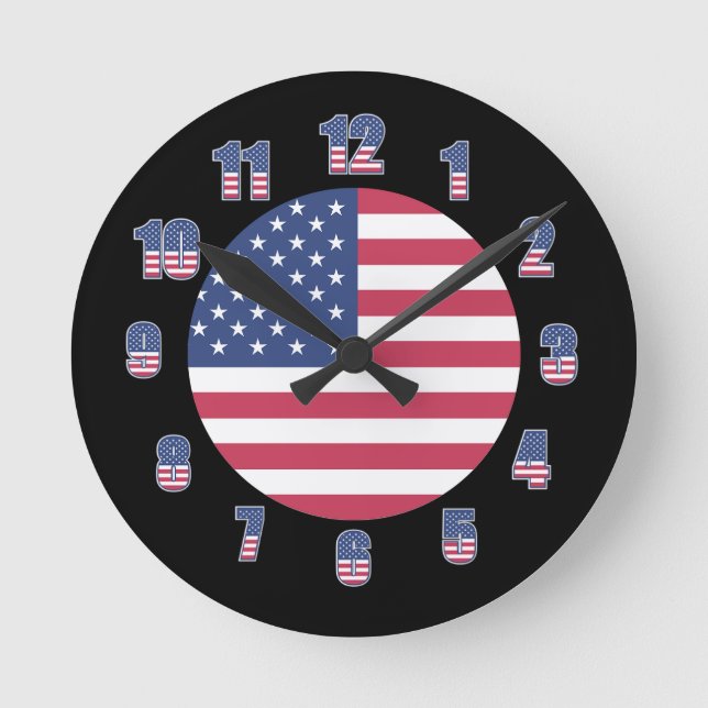 Horloge Ronde Drapeau patriotique américain (Recto)