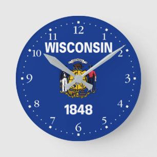 Horloge Ronde Drapeau patriotique de l'État du Wisconsin