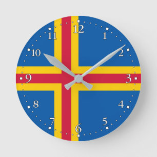 Horloge Ronde Drapeau patriotique des îles Åland