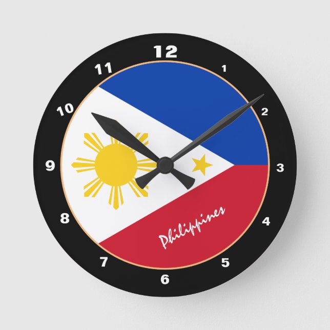 Horloge Ronde Drapeau philippin, Philippines moderne Accueil / d (Recto)