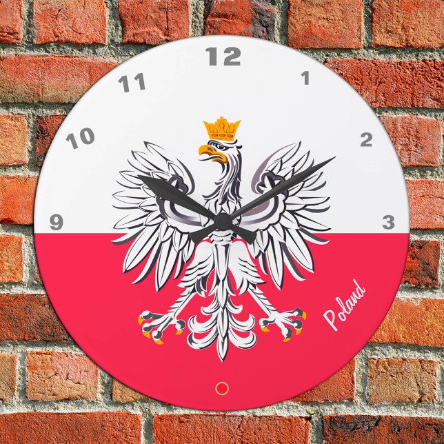 Horloge Ronde Drapeau polonais & Aigle, Pologne mode / fans spor (Créateur téléchargé)