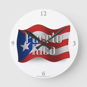 Horloge Ronde Drapeau Porto Rico Waving