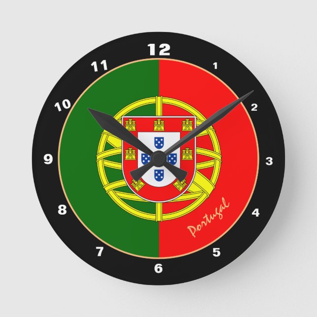Horloge Ronde Drapeau portugais moderne, Portugal Accueil / Desi (Recto)
