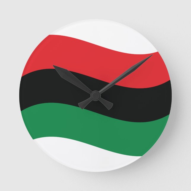 Horloge Ronde Drapeau rouge, noir et vert (Recto)