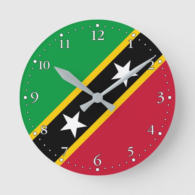 Horloge Ronde Drapeau Saint-Kitts-et-Nevis (Recto)