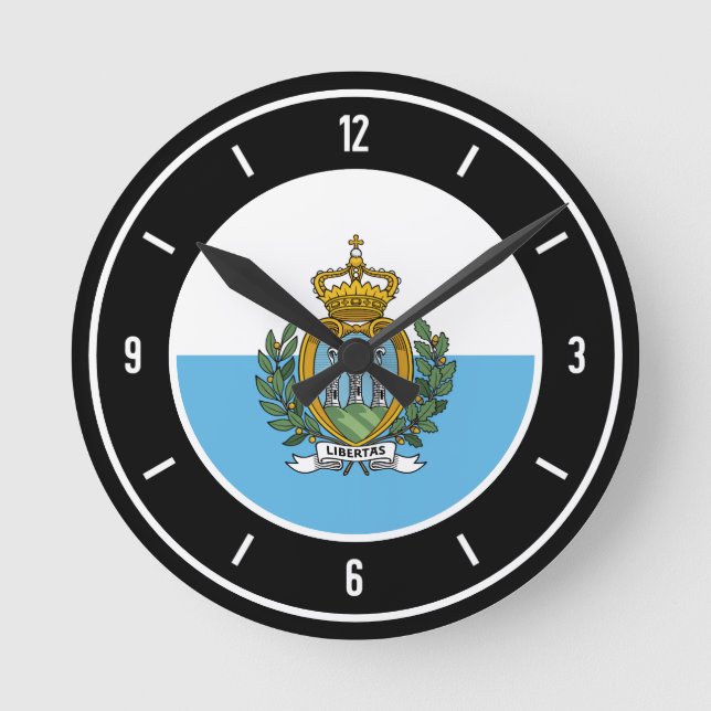 Horloge Ronde Drapeau Saint-Marin élégant (Recto)