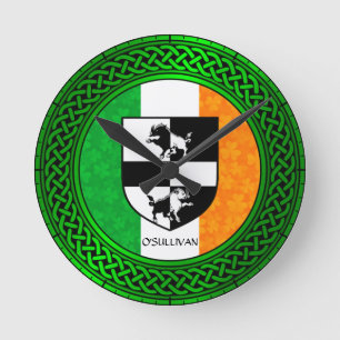 Horloge Ronde Drapeau Shamrock irlandais - O'Sullivan
