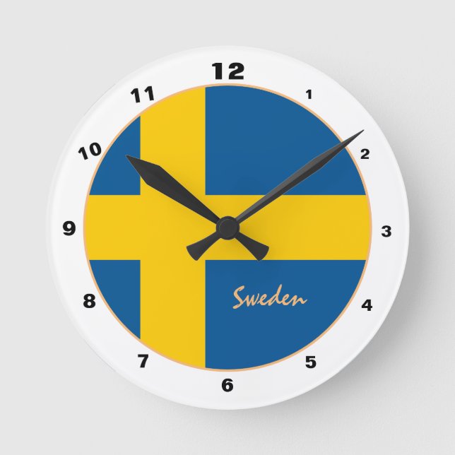 Horloge Ronde Drapeau suédois & Suède tendance Maison / design (Recto)