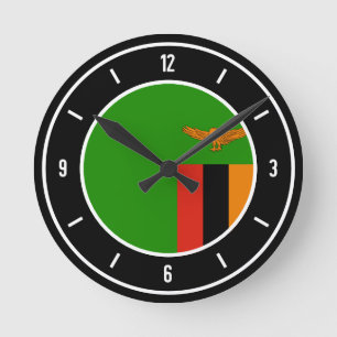 Horloge Ronde Drapeau Zambie élégant