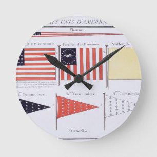 Horloge Ronde Drapeaux et fanions maritimes américains, d'un