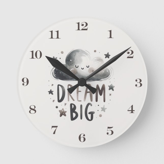 Horloge Ronde Dream Big Cloud and Stars Nursery Wall Clock (Recto)