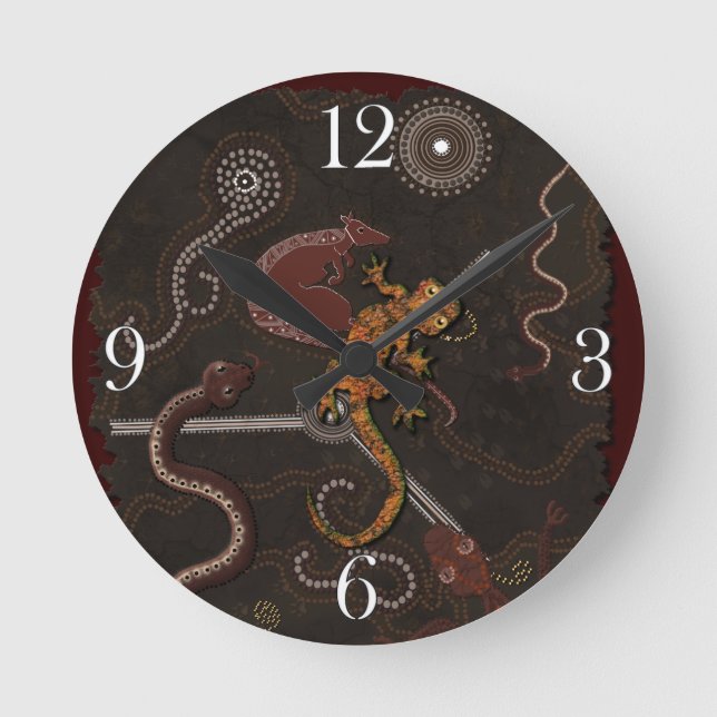 Horloge Ronde Dreamtime & Animaux aborigènes australiens (Recto)