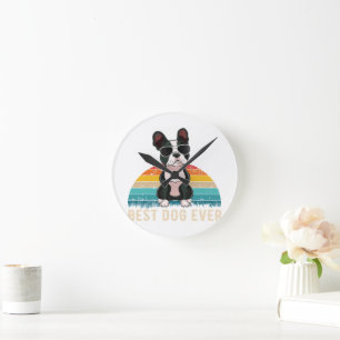 Horloge Ronde Drôle Boston Terrier Cadeau Pour Animaux De Compag