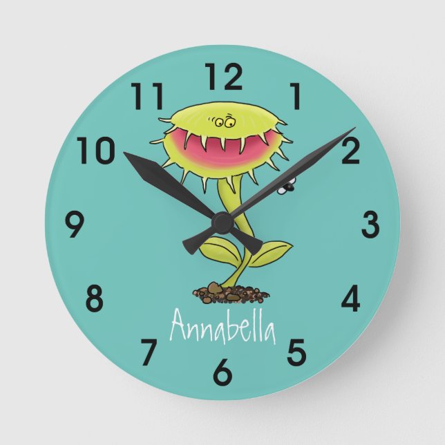Horloge Ronde Drôle carnivore Vénus piège à mouches plante dessi (Recto)