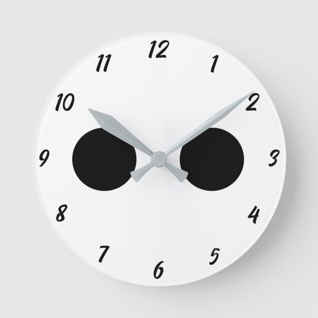 Horloge Ronde Drôle Maigre Visage Yeux Noir Blanc Halloween 2024 (Recto)