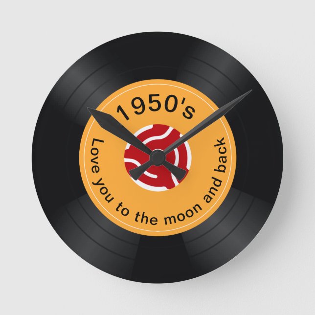 Horloge Ronde Drôle Rétro des années 1950, le romantisme dit (Recto)