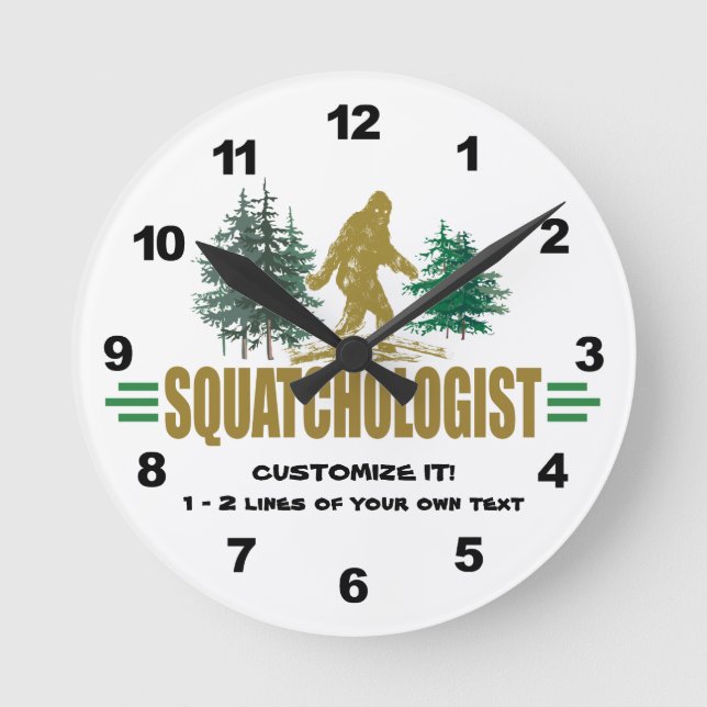 Horloge Ronde Drôle Squatchologue, Sasquatch, Je Crois (Recto)