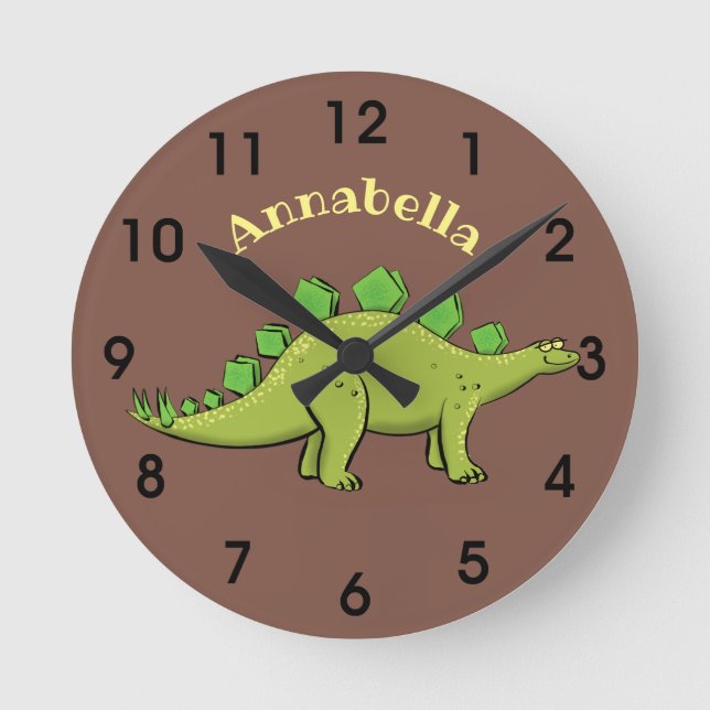 Horloge Ronde Drôle stegosaurus dinosaure dessin animé (Recto)