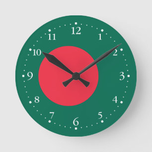 Horloge ronde du drapeau du Bangladesh patriotique