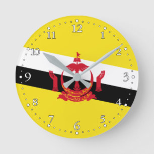 Horloge ronde du drapeau du Brunei patriotique