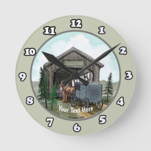 Horloge ronde du pont couvert Amish