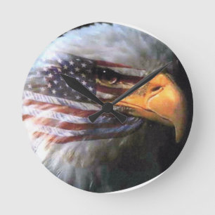 Horloge Ronde Eagle chauve - drapeau des Etats-Unis