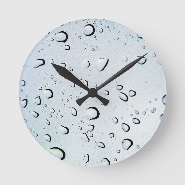 Horloge Ronde Eau gouttes Cristal Clear Carreaux en verre fin Be (Recto)