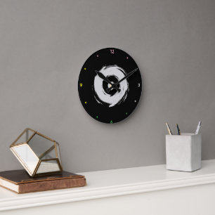 Horloge Ronde Ébène et Ivoire Classique en Acrylique
