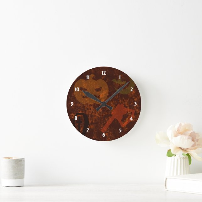 Horloge Ronde Écarts d'Halloween sur Eerie Arrière - plan cadena (Maison)