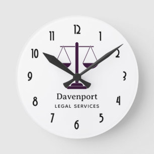 Horloge Ronde Échelles de justice Services juridiques Symbole de